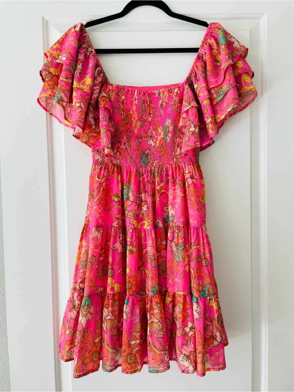 Flying Tomato Hot Pink Floral Ruffle Mini Dress - Picture 2 of 4